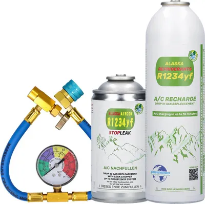 Immagine prodotto di Refrigerante sostitutivo R1234yf per veicoli + sigillante + tubo e manometro