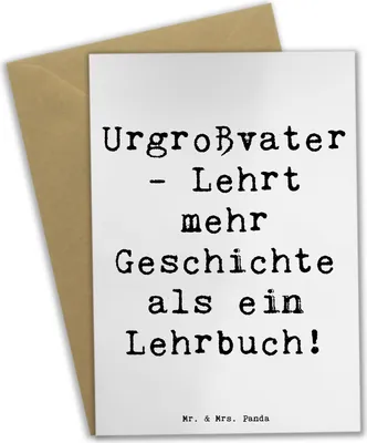 Produktbild von Mr. & Mrs. Panda Glückwunschkarte Spruch Urgroßvater Geschichten - Weiß - Geschenk, Ahnen, Geschichte, Lehrbuch, Familie, einladungskarten, Grußkarte, Grußkarten, Kultur