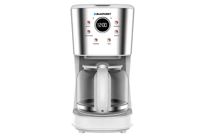 A Blaupunkt filter coffee machine with a glass carafe and digital display.