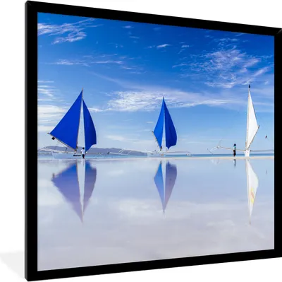Produktbild von MuchoWow® MuchoWow® Gerahmtes Poster Paraws am Strand von Boracay 40x40 cm - Poster mit zchwarzem Bilderrahmen - Mit Rahmen - Wanddekoration Schlafzimmer
