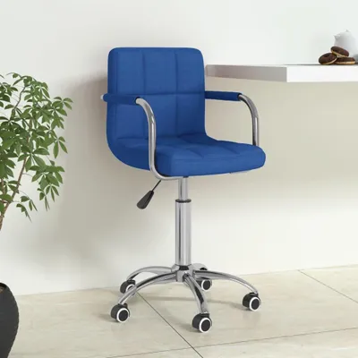 Image de Chaise de bureau "Hoppstädten" en tissu bleu. Dimensions (L/H/P) 50x86x47 cm