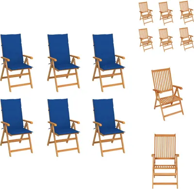 Produktbild von vidaXL Gartenstühle 6 Stk. mit Königsblauen Kissen Massivholz Teak -  Gartenstühle