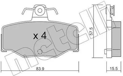 Produktbild von METELLI Bremsbeläge Satz Hinten Bremsklötze für NISSAN ALMERA II Hatchback (N16) 22-0199-0