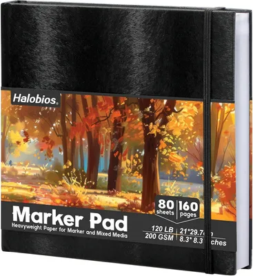 Productafbeelding van Schetsboek voor kunstenaars harde kaft, 120 lbs/200 g/m² zeer dik papier, 8,3 x 8,3 inch professionele marker tekenblok voor alcoholmarkers graffiti