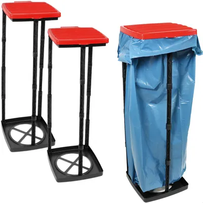 Produktbild von com-four® 3x Müllsackständer mit Deckel - in 3 möglichen Höhen aufbaubar - optimal für Heim, Garten, Werkstatt und Camping - Gelber-Sack-Halter - Abfallsortierer - Müllbeutelhalter