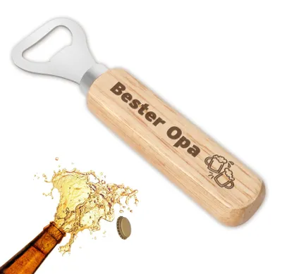Holzflaschenöffner – Geschenk für Opa, 14 x 2,7 cm, 1 Stück