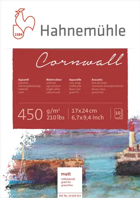 Produktbild von Hahnemühle Cornwall Aquarellblock - 450 g/m² - matt - 17 x 24 cm - 10 Blatt