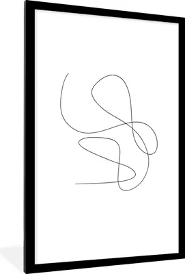 Produktbild von MuchoWow® Gerahmtes Poster Linienkunst - Minimalismus - Abstrakt 60x90 cm - Poster mit Schwarzem Bilderrahmen Wandposter Rahmen Foto Bilder - Dekoration - Wandposter Wohnzimmer - Hochwertig