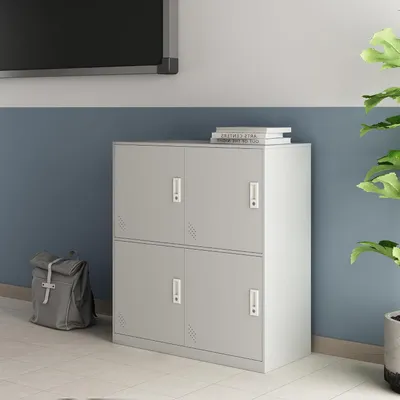 Productafbeelding van Metalen Kast - Opbergkast Deuren - Veilige Opslag - Vier Afsluitbare Deuren - 100x90x40 cm - Lichtgrijs