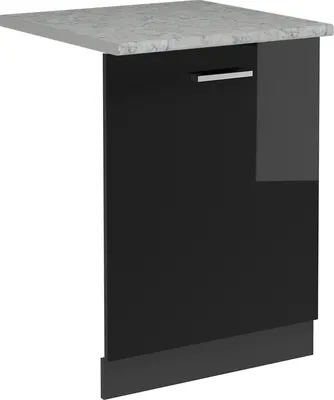 Obrázek produktu pro Čelní panel myčky Vicco R-Line Černý vysoký lesk 60 cm s pracovní deskou, Model 54969