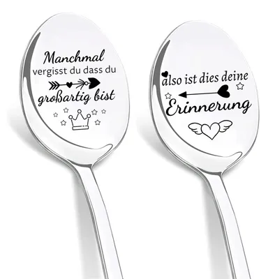 Produktbild von Gravierte Edelstahl-Teelöffel-Set, 2 Stück
