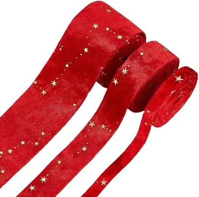 Produktbild von Rote Samtband mit Sternen 6m Dekoration