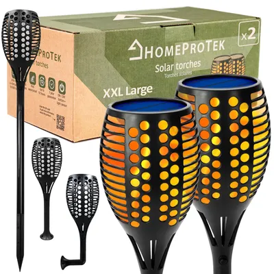 Solar-Zakkellampen Set 2er, 96 LEDs, flackernd, XXL, IP65, Garten