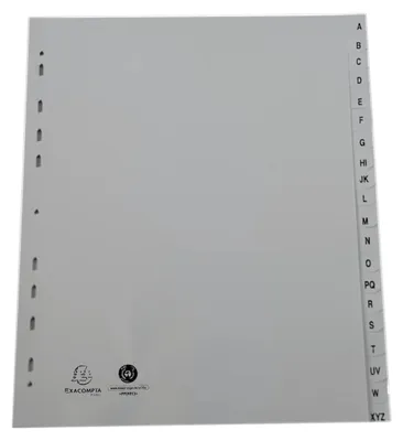 Produktbild von Exacompta 10x Register A4 grauem RC-PP 120µ Taben A-Z 20 Positionen Grau 1920E