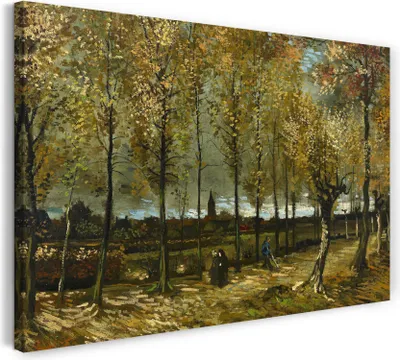 Produktbild von Leinwandbild (80x60cm): Vincent van Gogh - Pappeln in der Nähe von Nuenen, echter Holz-Keilrahmen inkl. Aufhänger, handgefertigt in Deutschland