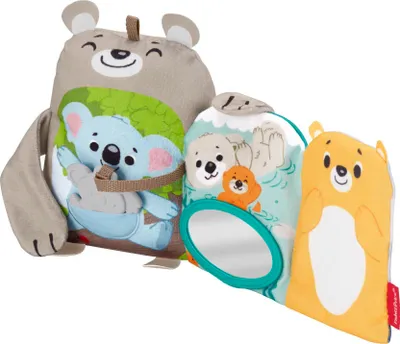 Produktbild von Fisher-Price Fühlbuch Plüsch-Bär, Tierthemen, 5 Seiten, mit Knistermaterial, steht von allein