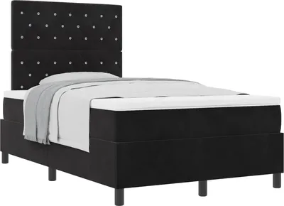 Image de vidaXL Lit boxspring avec matelas noir 120 x 190 cm velours