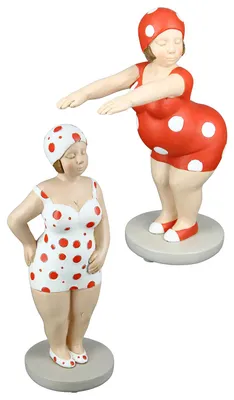Produktbild von Gilde Figur, Badenixe, "Becky", gepunktet, Kunstharz, rot, weiß, L. 9 cm, B. 8 cm, H. 20.5 cm 37055 4063387370551 2 Stück (2-fach sortiert)
