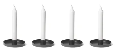 Produktbild von Novaliv 4x Kerzenhalter 9cm Metall Stabkerzenhalter Kerzenteller Kerzenständer candle holder Kerzenpin Stabkerzen Tafelkerzen SCHWARZ Adventskranz weihnachtliche Tischdekoration scandic chic
