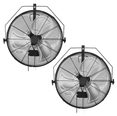 Image de Ventilateur mural industriel SucceBuy 2x 120 W, 60 cm, oscillant avec 3 vitesses et angle d'inclinaison réglable, ventilateur puissant pour atelier, garage, entrepôt et salle de sport, noir