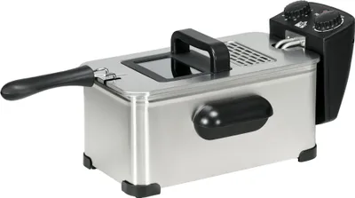 HOMCOM Fritteuse 3L mit Einstellbares Thermostat, Herausnehmbarer Ölbehälter, Staubschutzdeckel inkl. Sichtfenster, 60-Minuten-Timer, Überhitzungsschutz, 2000W, Edelstahl Silber