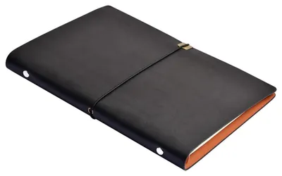 Productafbeelding van Notitieboek A5, kunstleer, losbladig, blanco pagina's, navulbaar, 23x17 cm, papier in zwart en wit