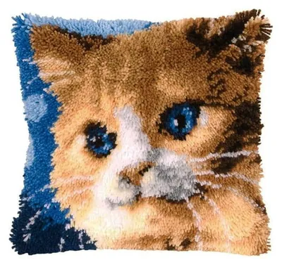 Image de Coussin au crochet Kit DIY Chat - Kit coussin au crochet avec crochet Latch Hook dès 10 ans