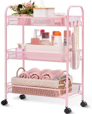Produktbild von Rosa Servierwagen 3 Ebenen auf Rädern