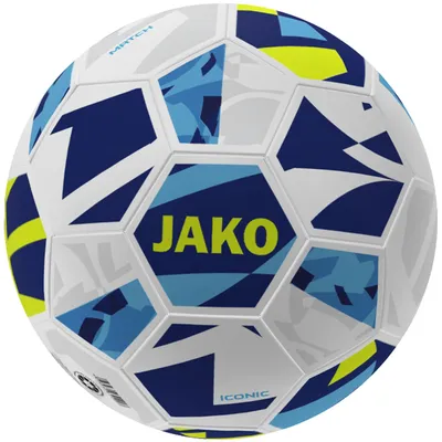 Produktbild von JAKO Unisex Spielball Iconic, Farbe:weiß/navy/neongelb, Größe:5