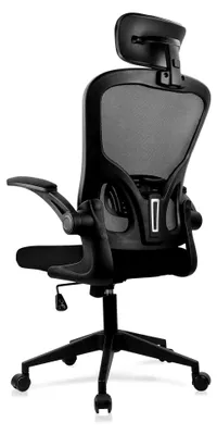 Produktbild von Ergonomischer Bürostuhl mit verstellbarer Kopfstütze und Lordosenstütze für das Home Office, belastbar bis 150 kg (Schwarz)