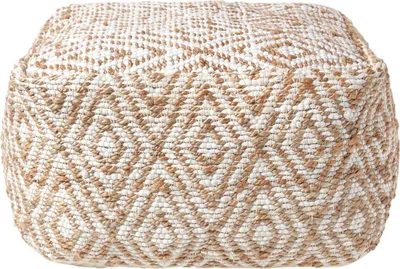 Produktbild von HOMESCAPES Sitzpouf Sierra 60x30 cm – großer Pouf mit Ethno-Muster, weiß-natur