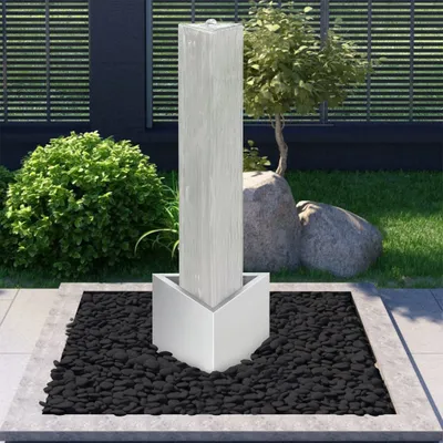 Obrázok produktu pre The Living Store Záhradná fontána Silver 37,7x32,6x110 cm Nerezová oceľ