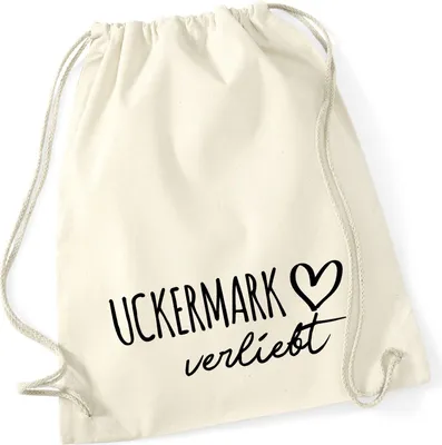 Produktbild von Huuraa Turnbeutel Uckermark verliebt 12 Liter Natural Baumwolle Rucksack Geschenkidee