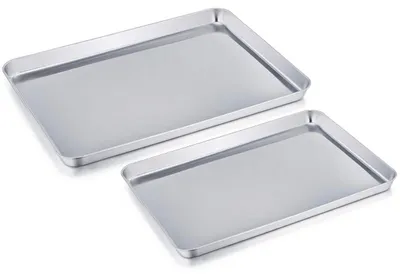 Produktbild von Backblech 2er Set Edelstahl Kuchenblech 40,4x30,6cm & 31,6x24,6cm