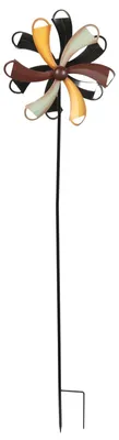 Produktbild von Gartenstecker Windrad 120cm Metall Gartendeko Windmühle Windspiel Beetdeko, Farbe:bunt