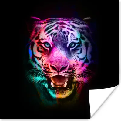 Produktbild von MuchoWow® Poster Tiger - Farbe - Tiere 30x30 cm - Wandposter - Printing