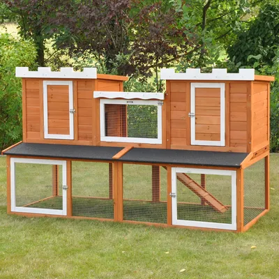 Produktbild von Kleintierstallkombi Chateau natur weiß 197 × 85 × 112 cm