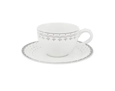 Image de Tasse avec soucoupe, 0,20 l, HyggeLine, gris, Leander, porcelaine tchèque Sans monogramme.