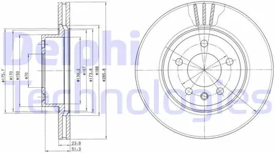 Produktbild von 2x DELPHI Bremsscheibe BG2908 für OPEL Omega B Limousine (V94) 58 5mm 286mm