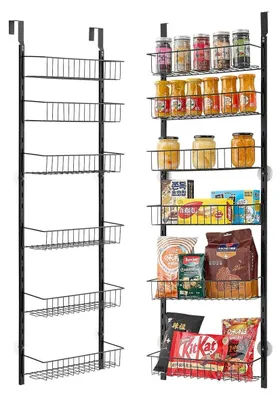Obrázok produktu pre 6-stupňový závesný úložný regál na dvere do komory, nastaviteľný