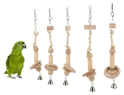 Produktbild von Solidchoice – Spielzeug für Vögel, 5 Stück, Beißseile mit Glöckchen
