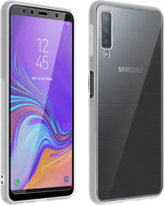Produktbild von Avizar, 360° Schutz-Set: Backcover und Displayschutzfolie aus Glas für Samsung Galaxy A7 2018, Transparent