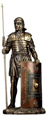 Produktbild von Römischer Soldat mit Speer und Schild, 36,5 cm, kaltgegossene Bronzefigur