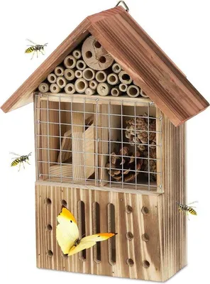 Immagine prodotto di Albergo per insetti in legno di quercia per balconi e giardini - 29 x 215 x 95 cm - Casetta per farfalle - Colorato