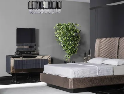 Produktbild von Graue Holzkommode mit Spiegel modern