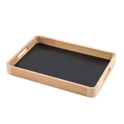 Image de 1.04 Plateau en bois carré avec fond noir en métal - env. 34 x 23 cm - magnétique