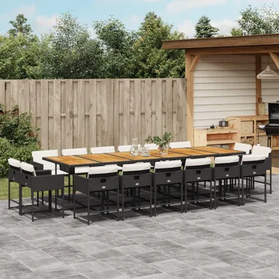 Produktbild von Möbel 17-tlg. Garten-Essgruppe mit Kissen Schwarz Poly Rattan - Gartenmöbelgarnituren 3211431