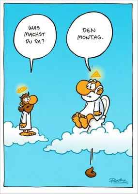 Produktbild von Cartoon-Postkarte Ralph Ruthe "Was machst Du da? Den Montag."