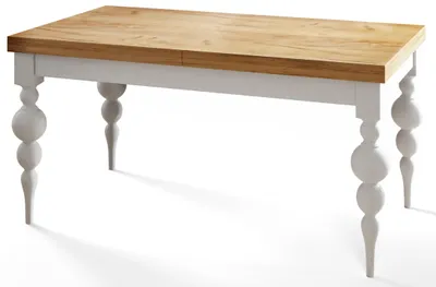 Produktbild von Rechteckiger Esstisch Ausziehbar Lena, Moderner Wohnzimmertisch 160-210x90x78, 5 cm , Craft mit Tischbeinen in Weiß