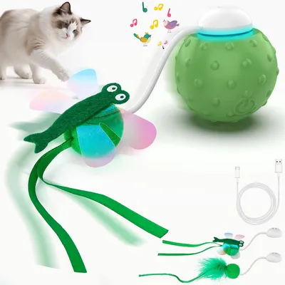 Image de Jouet pour chat, balle verte, pour intérieur et extérieur
